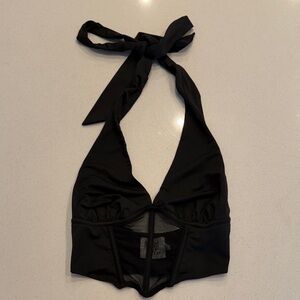 Princess Polly Black Corset Halter Crop Top